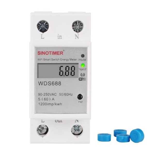 SINOTIMER WDS688 Smart WiFi Single-Phase Power Meter Mobile APP Home Rail Meter 5-60A 230V - Image 2