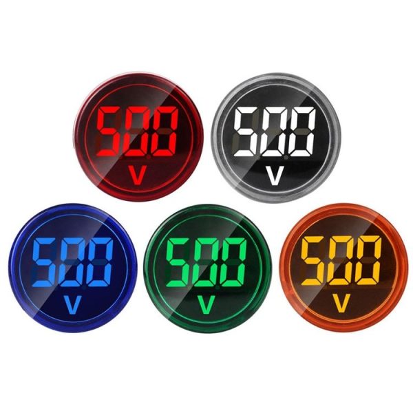 2 PCS DC Voltage Signal Indicator 22mm Round 6-100V Universal Voltmeter (ST16VD-03 Blue) - Image 4