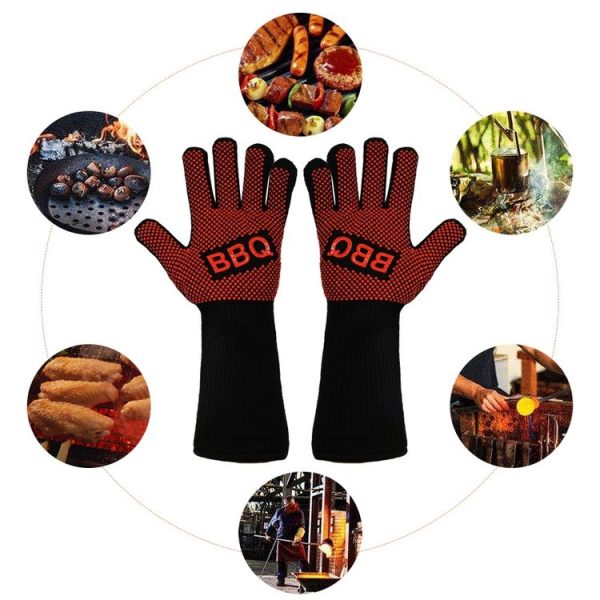 1 Pair High Temperature Resistant Silicone BBQ Gloves Anti-Scalding Gloves (BBQ Red) - Image 5