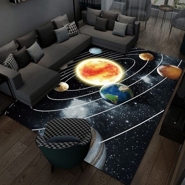 3D Visual Cartoon Cosmic Planet Living Room Carpet, Size: 40x60cm (Cosmic Planet 3)
