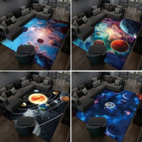 3D Visual Cartoon Cosmic Planet Living Room Carpet, Size: 40x60cm (Cosmic Planet 3) - Image 2
