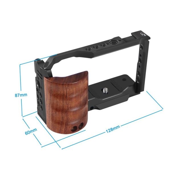 Alloy Rabbit Cage With Wooden Handle for Sony ZV-E10 Camera (Black) - Image 2