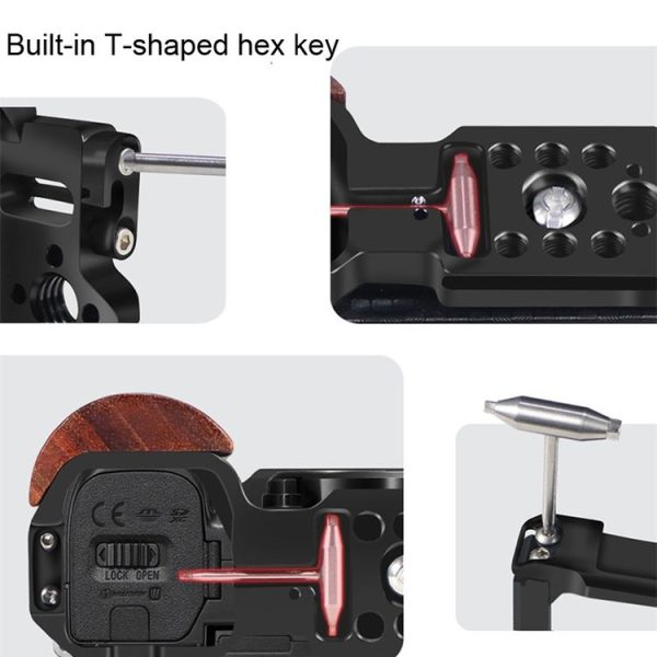 Alloy Rabbit Cage With Wooden Handle for Sony ZV-E10 Camera (Black) - Image 5