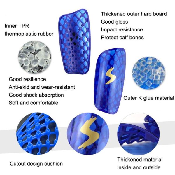 TPR Honeycomb Transparent Leg Protection Plug Board Football Protection Gear (Yellow L) - Image 3