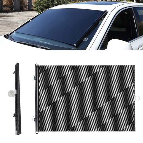 Suction Cup Car Shade Curtain Window Telescopic Roller Blind, Size: 40x125cm Black Mesh
