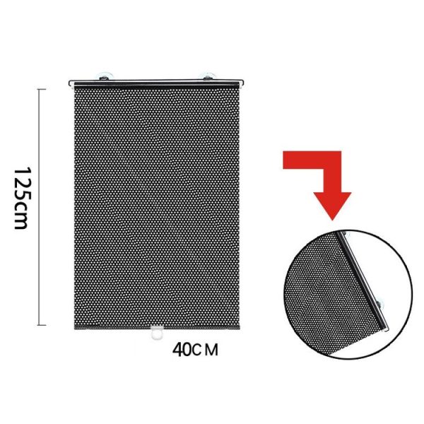 Suction Cup Car Shade Curtain Window Telescopic Roller Blind, Size: 40x125cm Black Mesh - Image 2