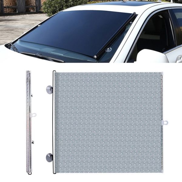 Suction Cup Car Shade Curtain Window Telescopic Roller Blind, Size: 45x125cm Silver Lyser