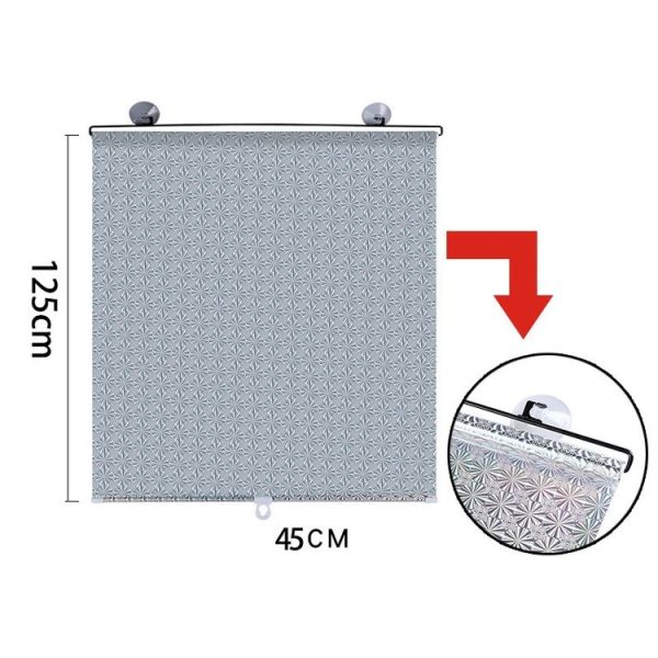 Suction Cup Car Shade Curtain Window Telescopic Roller Blind, Size: 45x125cm Silver Lyser - Image 2