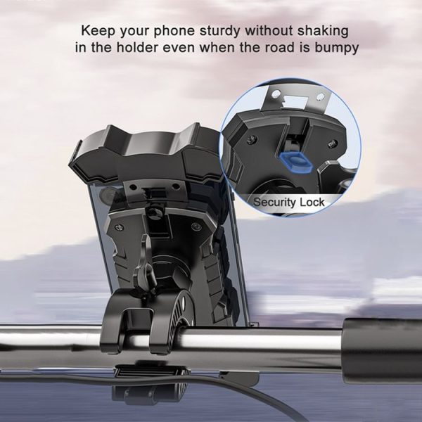 L101+M011 Outdoor Cycling Mechanical Locking Phone Holder (Yellow) - Image 4
