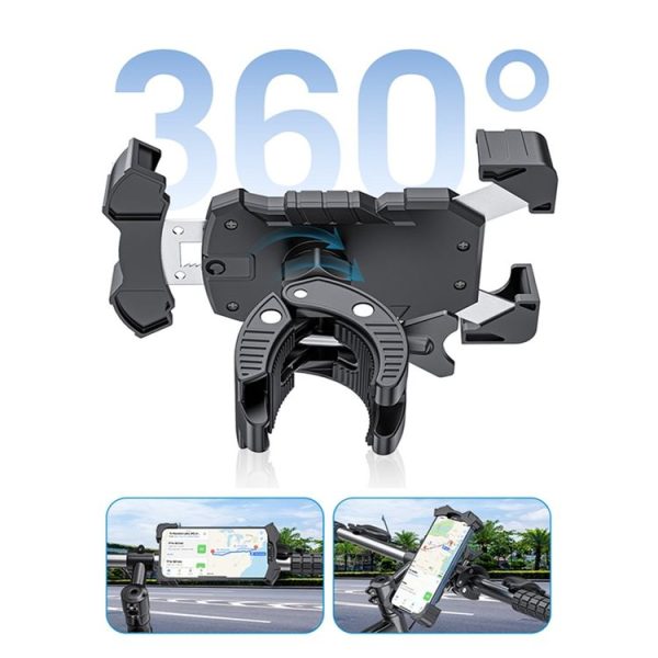 L101+M011 Outdoor Cycling Mechanical Locking Phone Holder (Yellow) - Image 5