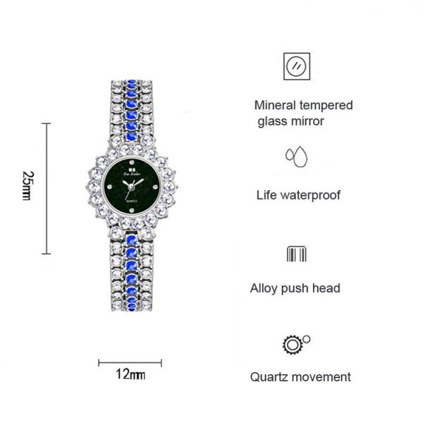 BS Bee Sister FA1580 Sparkling Full Diamond Watch Temperament Women Chain Watch (Golden Green) - Image 5