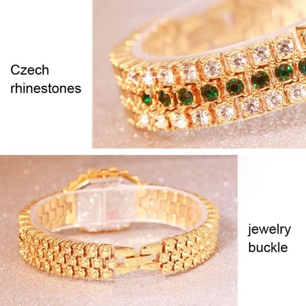 BS Bee Sister FA1580 Sparkling Full Diamond Watch Temperament Women Chain Watch (Golden Green) - Image 6