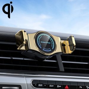 15W Mini Car Wireless Charger Phone Smart Sensing Holder (Gold)