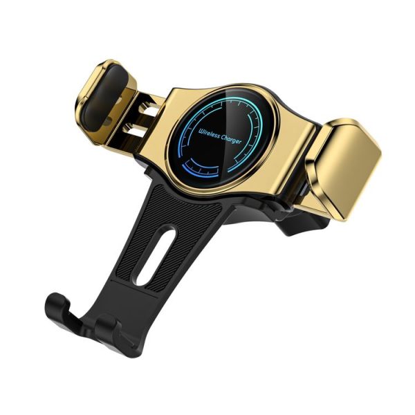 15W Mini Car Wireless Charger Phone Smart Sensing Holder (Gold) - Image 2