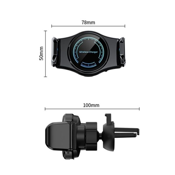 15W Mini Car Wireless Charger Phone Smart Sensing Holder (Gold) - Image 3