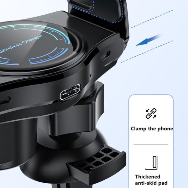 15W Mini Car Wireless Charger Phone Smart Sensing Holder (Gold) - Image 5