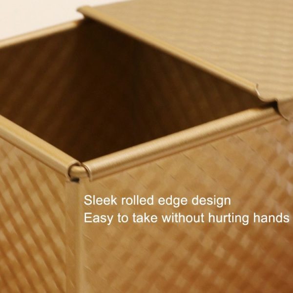 Square Toast Box Non-Stick Water Cube Toast Mold, Style: 8759 11.8x11x10.3cm No Ripple Gold - Image 3