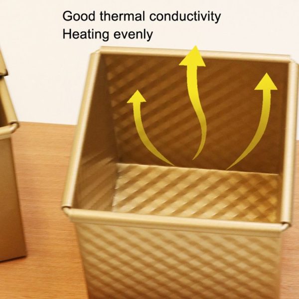 Square Toast Box Non-Stick Water Cube Toast Mold, Style: 8759 11.8x11x10.3cm No Ripple Gold - Image 4