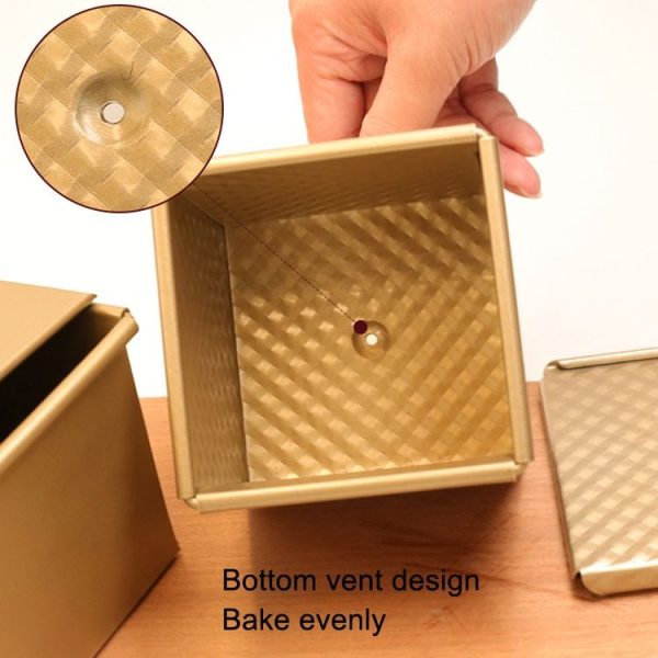 Square Toast Box Non-Stick Water Cube Toast Mold, Style: 8759 11.8x11x10.3cm No Ripple Gold - Image 5