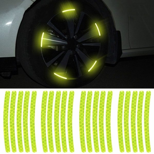 20pcs / Set Car Wheel Reflective Stickers 3D Personal Decoration Tire Warning Stickers (Fluorescence)