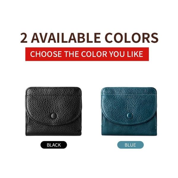 TP-195 Genuine Leather Natural Tumbled Buckle RFID Coin Purse (Blue) - Image 2