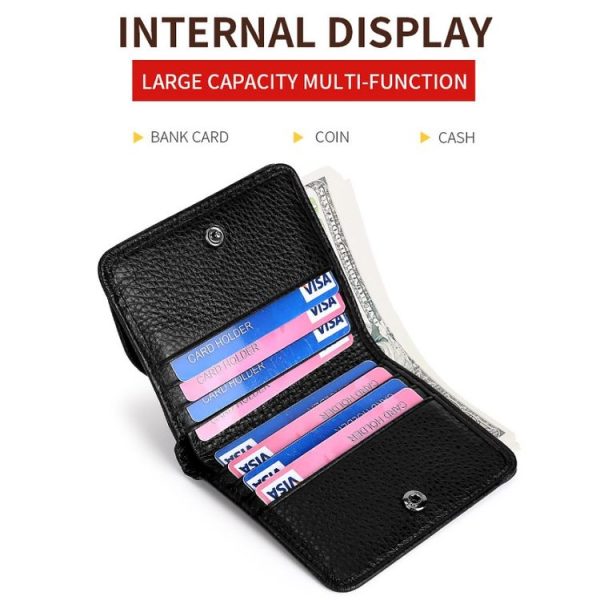 TP-195 Genuine Leather Natural Tumbled Buckle RFID Coin Purse (Blue) - Image 4