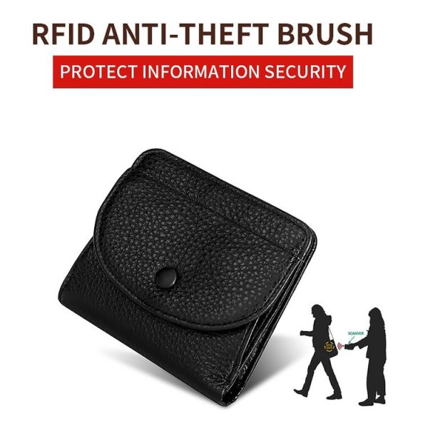 TP-195 Genuine Leather Natural Tumbled Buckle RFID Coin Purse (Blue) - Image 5