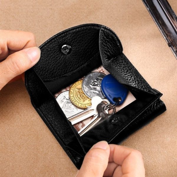 TP-195 Genuine Leather Natural Tumbled Buckle RFID Coin Purse (Blue) - Image 7