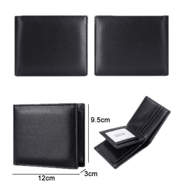 TP-215 Leather RFID Anti-theft Tri-fold Short Wallet (Black) - Image 3