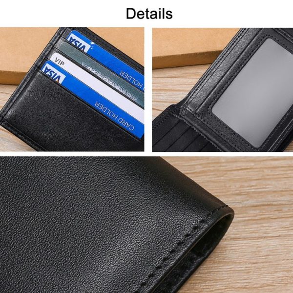 TP-215 Leather RFID Anti-theft Tri-fold Short Wallet (Black) - Image 4