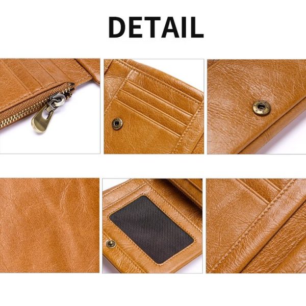 TP-191 RFID Multifunctional Tri-Fold Retro Men Genuine Leather Wallet (Coffee) - Image 5