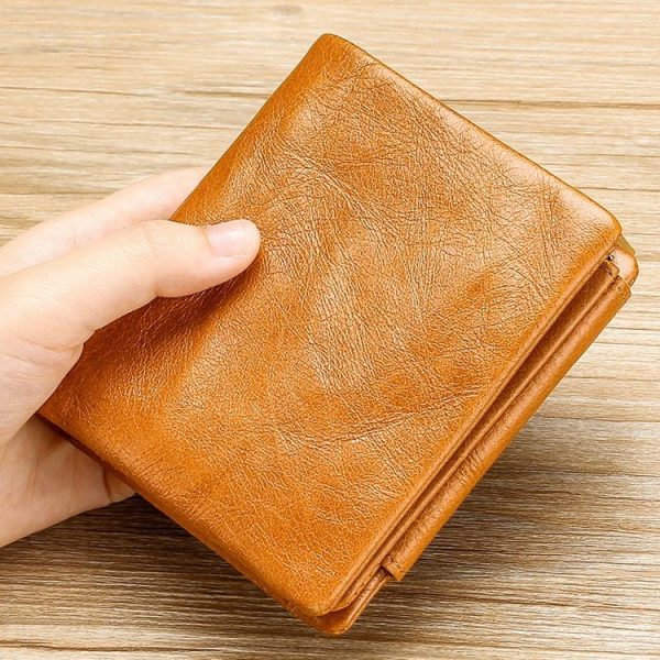 TP-191 RFID Multifunctional Tri-Fold Retro Men Genuine Leather Wallet (Coffee) - Image 7