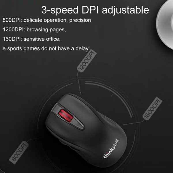 Lenovo Thinkplus High-Precision Wireless Mouse Ergonomic Design Gaming Office Mouse (WL200PRO) - Image 5