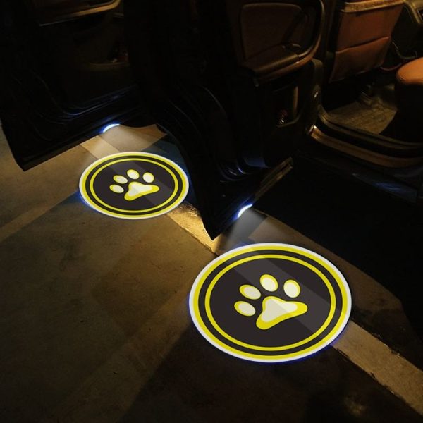 LED Infrared Induction Car Door Welcome Light Night Projection Ambient Light, Specification: Cat Claw (Yellow) (1 Pair / Box)