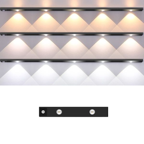 Ultra-thin Smart LED Human Body Sensor Light Bar, Length: 20cm (Piano Black)
