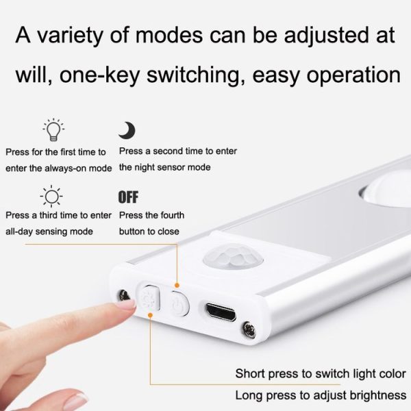 Ultra-thin Smart LED Human Body Sensor Light Bar, Length: 20cm (Piano Black) - Image 3