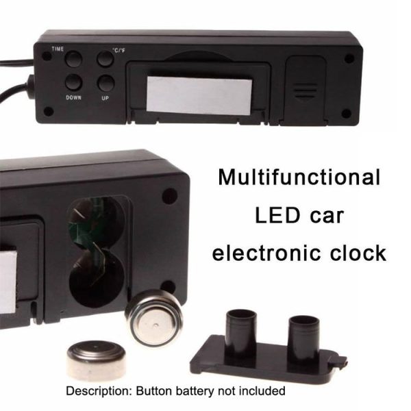 Car Inside And Outside Dual Temperature+Clock+Voltage LED Electronic Display (Orange+Blue) - Image 3