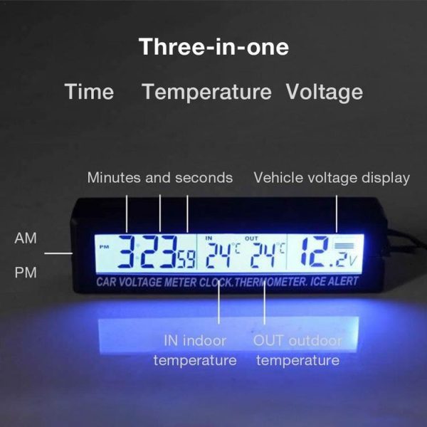 Car Inside And Outside Dual Temperature+Clock+Voltage LED Electronic Display (Orange+Blue) - Image 6