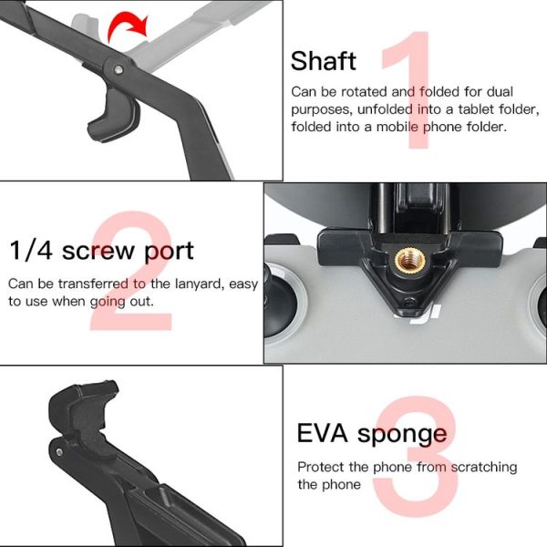 RCSTQ Remote Control Phone Tablet Bracket for DJI Mavic 3 / Mini 2 / Mini 3 Pro, Style: Only Clip - Image 5