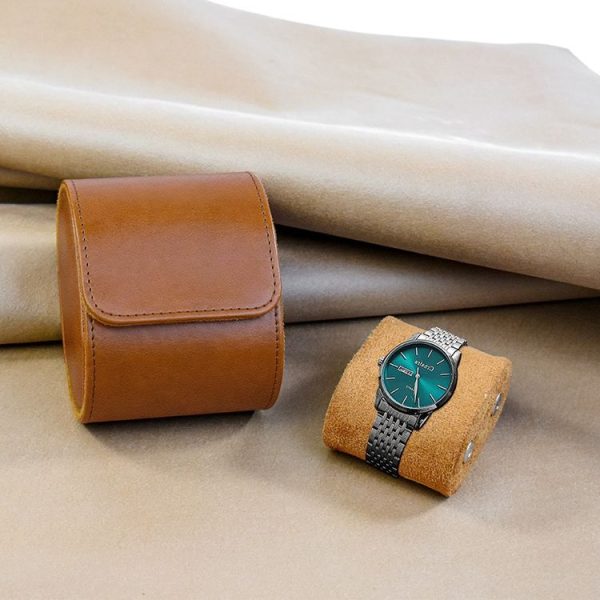 PU Leather Watch Protective Dustproof Display Box Portable Storage Box (Brown)