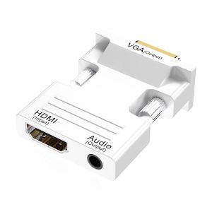 HDMI Female To VGA Male With Audio Adapter Computer Monitor TV Projector Converter (White)