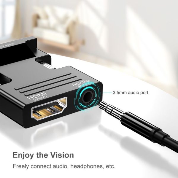 HDMI Female To VGA Male With Audio Adapter Computer Monitor TV Projector Converter (White) - Image 3