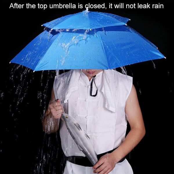 Double-layer Fishing Umbrella Hat Outdoor Sunscreen And Rainproof Folding Umbrella Hat, Color: 80 Camellia - Image 6
