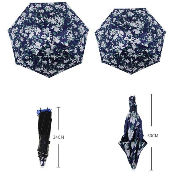 Outdoor Sunscreen And Rainproof Folding Double-layer Fishing Umbrella Hat, Color: Ultralight 80 Camellia - Image 2