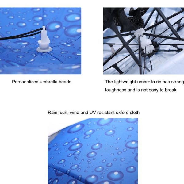 Outdoor Sunscreen And Rainproof Folding Double-layer Fishing Umbrella Hat, Color: Ultralight 80 Camellia - Image 4