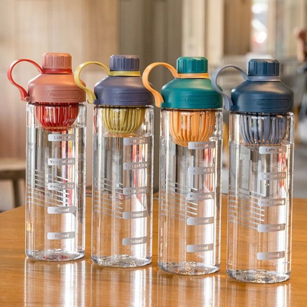 Portable High Temperature Resistant Tea Leaking Plastic Cup, Capacity: 550ml (Green Orange) - Image 2