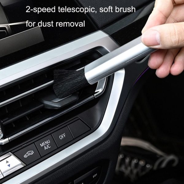 10 PCS Car Air Conditioner Air Outlet Telescopic Cleaning Brush, Color: Black - Image 6
