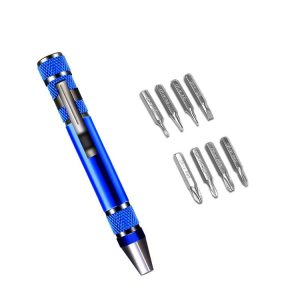 8 In 1 Screwdriver Aluminum Alloy Combination Disassembly Pen Repair Screwdriver (Blue)