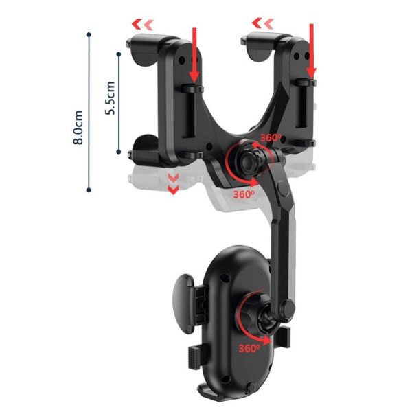 Snap-on Rearview Mirror Car Phone Holder - Image 2