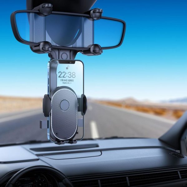 Snap-on Rearview Mirror Car Phone Holder - Image 3